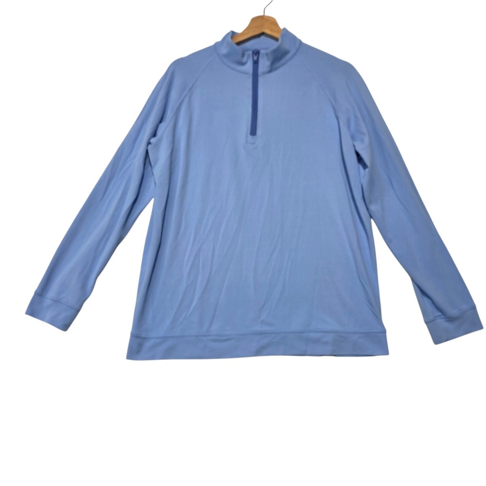 J.McLaughlin 1/4 Zip Pullover Mens L Blue Long Sleeve Mock Neck Performance